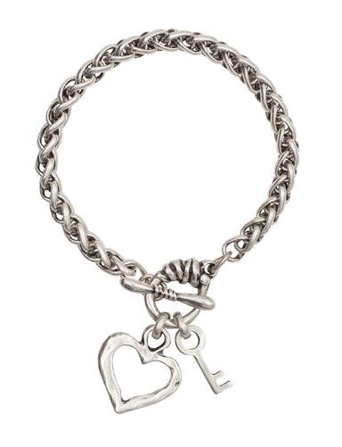 Lock and Key Handmade Pewter Bracelet - Coco and lulu boutique