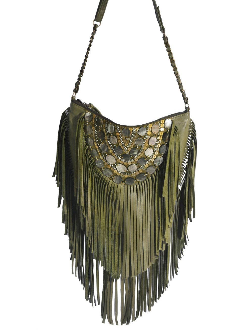 Cosmic Fringe Olive Crossbody - Coco and lulu boutique