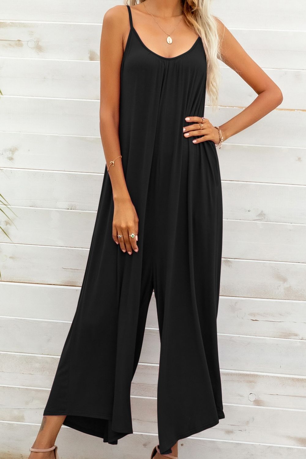 Spaghetti Strap Scoop Neck Jumpsuit - Coco and lulu boutique