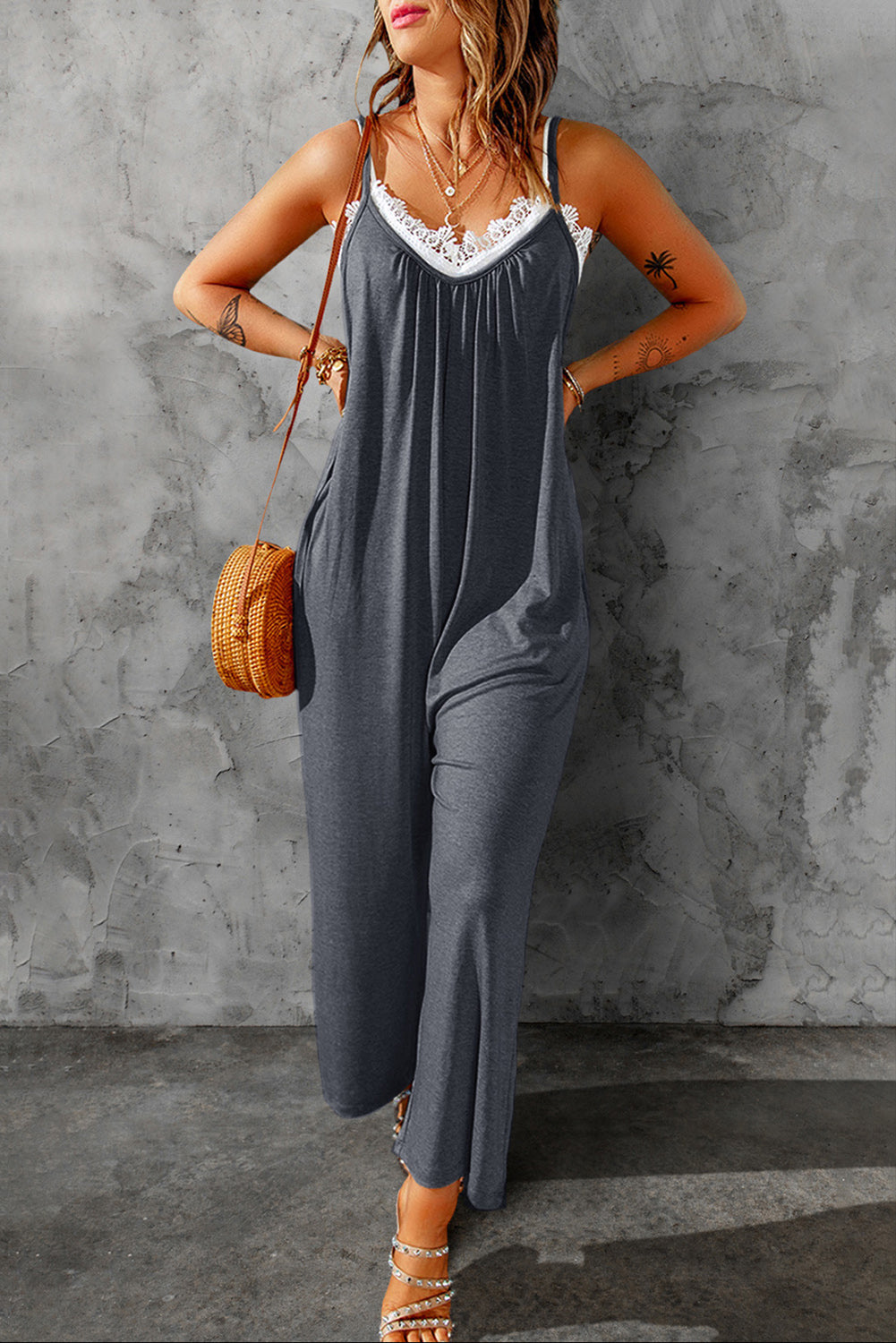 Skyler Spaghetti Strap Wide Leg Jumpsuit - Coco and lulu boutique