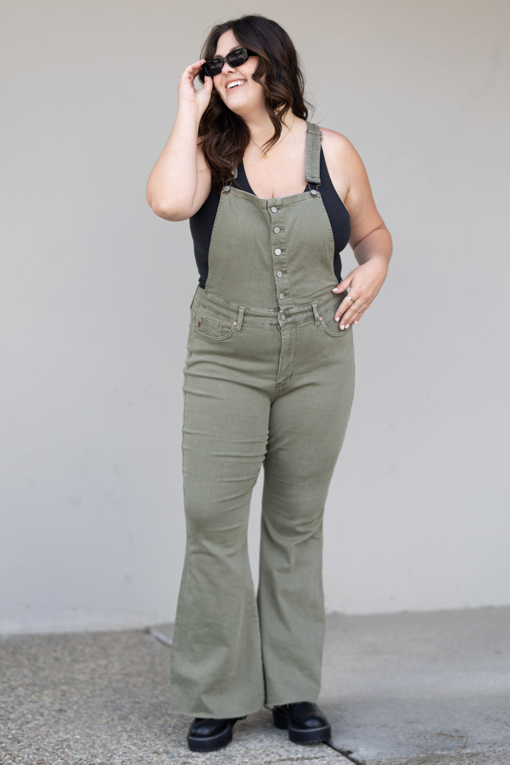Kelsey Flare Tummy Control Overalls - Coco and lulu boutique