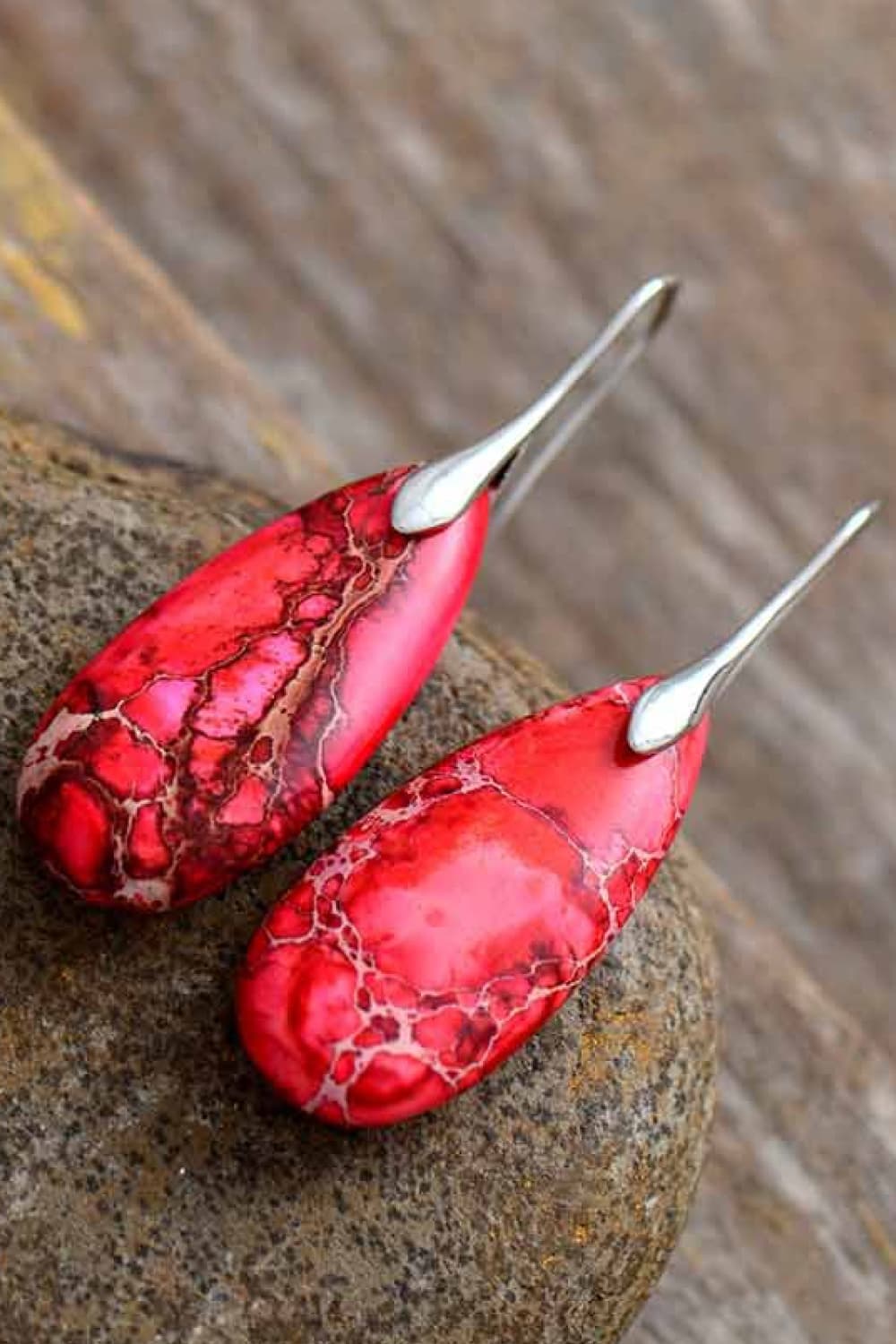 Handmade Teardrop Shape Natural Stone Dangle Earrings - Coco and lulu boutique