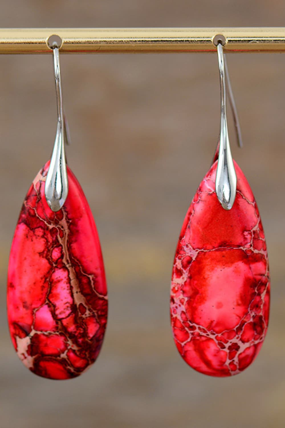 Handmade Teardrop Shape Natural Stone Dangle Earrings - Coco and lulu boutique