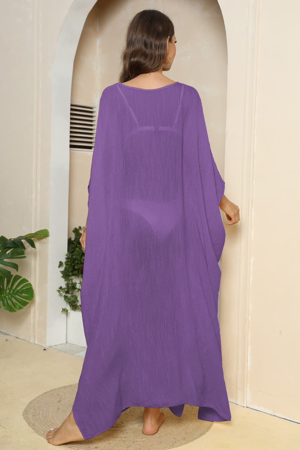 Palm Springs V-Neck Three-Quarter Sleeve Cover-Up - Coco and lulu boutique