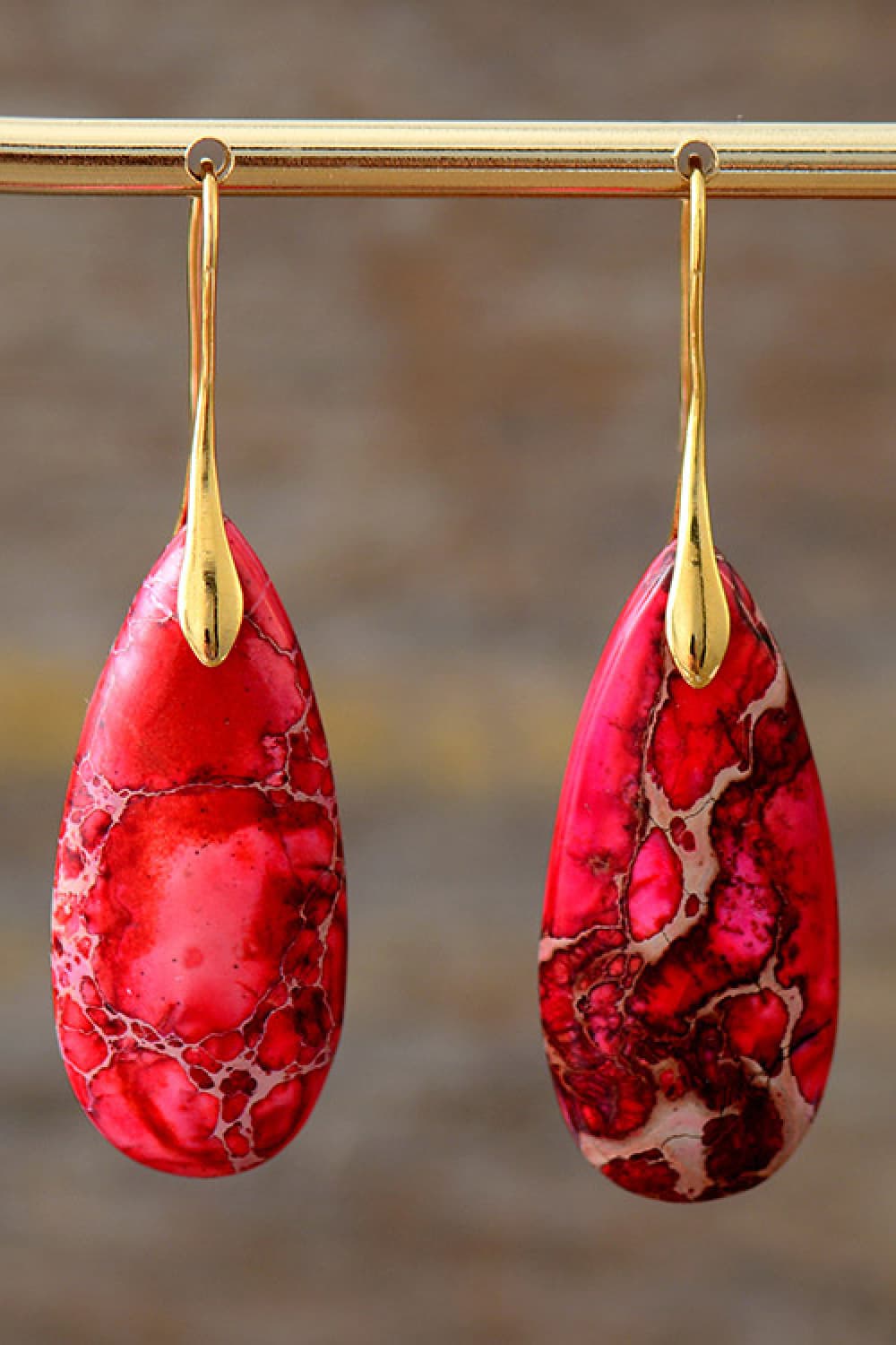 Handmade Teardrop Shape Natural Stone Dangle Earrings - Coco and lulu boutique