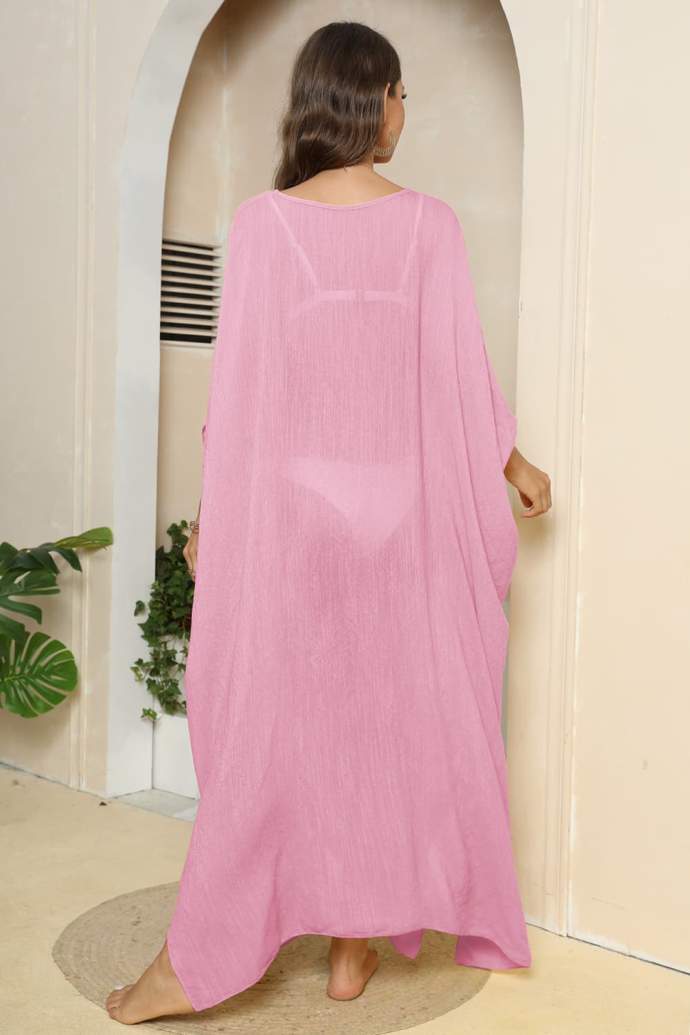 Palm Springs V-Neck Three-Quarter Sleeve Cover-Up - Coco and lulu boutique