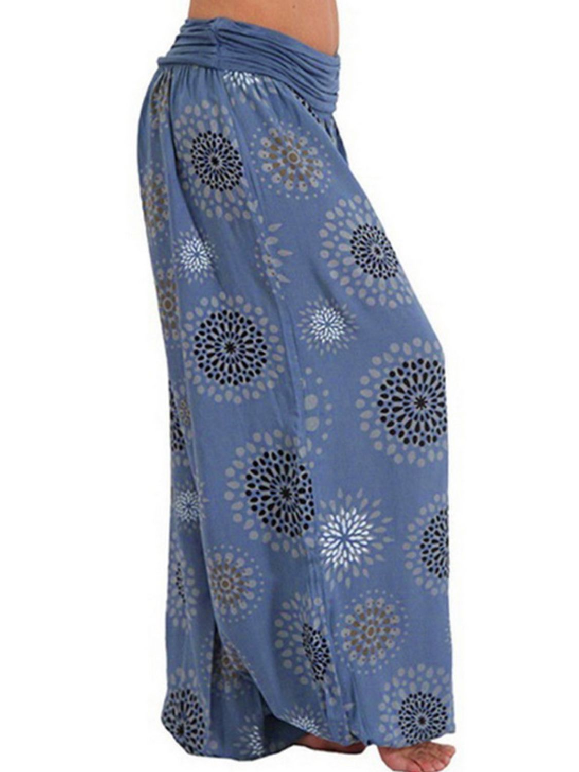 Bohemian Full Size Ruched High Waist Beach Printed Pants - Coco and lulu boutique