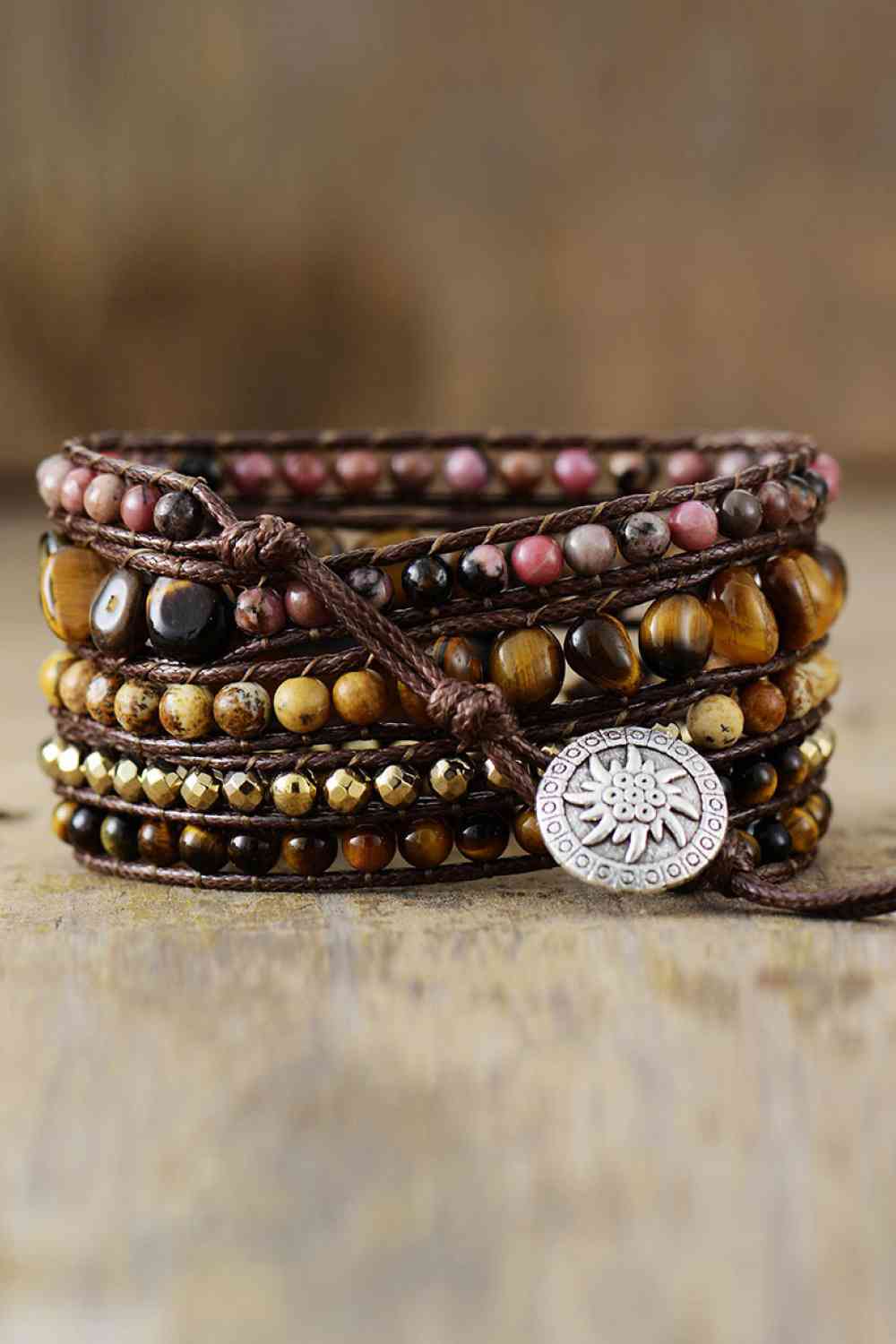 Natural Stone 5 Layered Wrap Bracelet - Coco and lulu boutique
