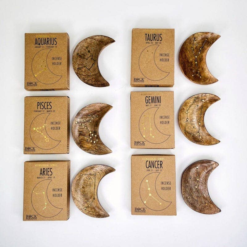 Astrology Moon Crescent Incense Holder - All Zodiac Signs - - Coco and lulu boutique