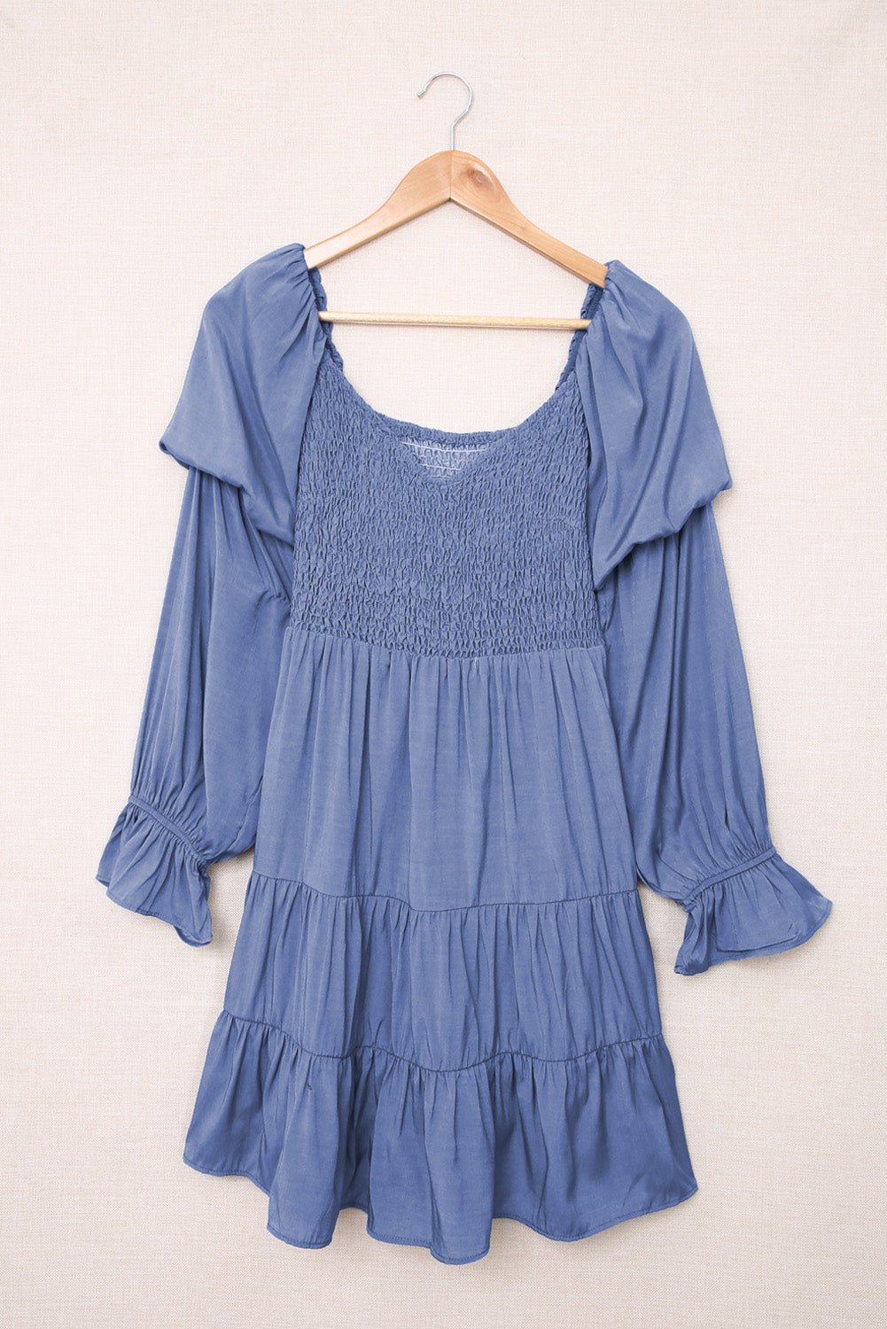 Amelia Smocked Off-Shoulder Tiered Mini Dress - Coco and lulu boutique
