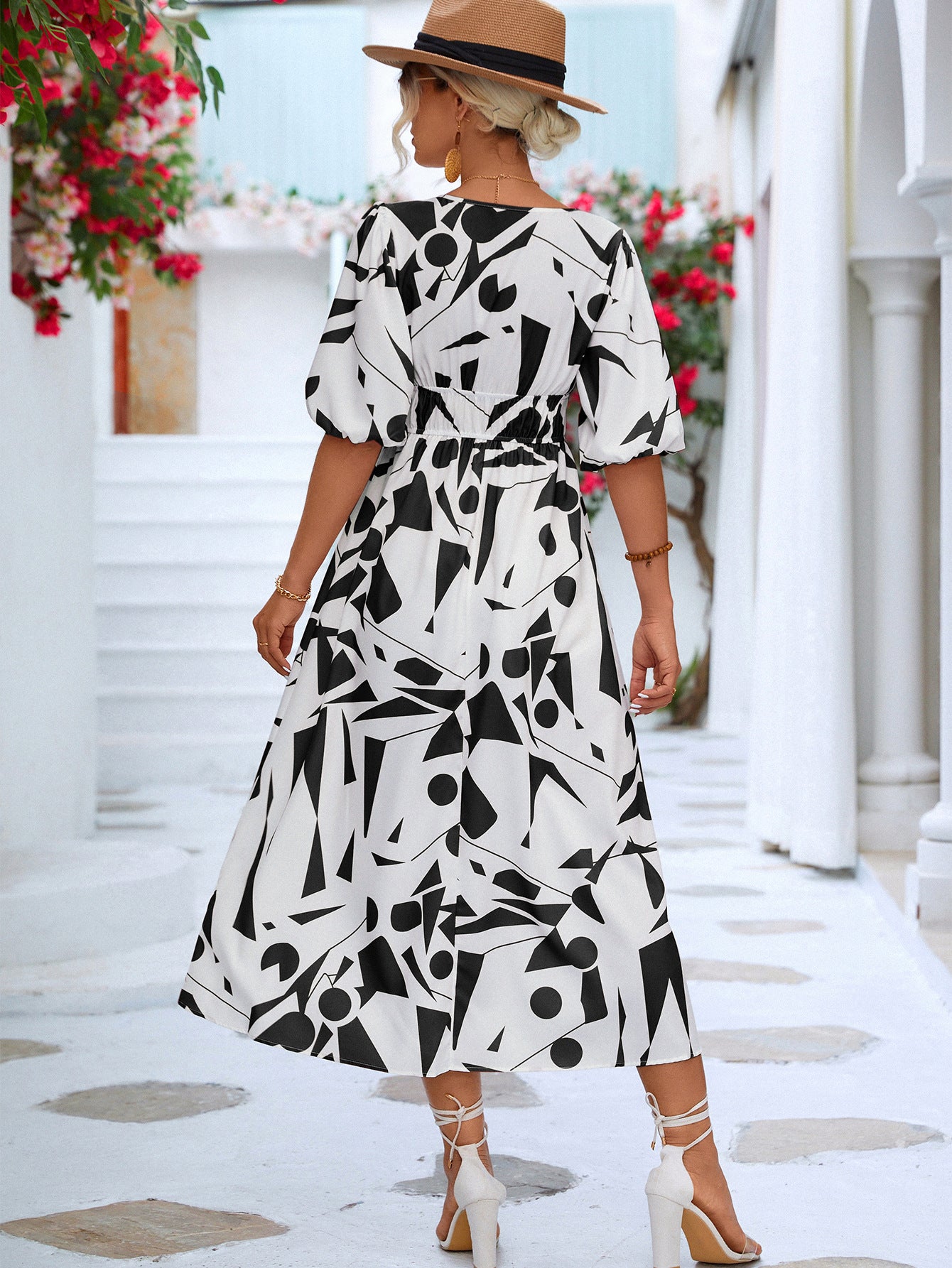 Coco  Surplice Balloon Sleeve Dress - Coco and lulu boutique