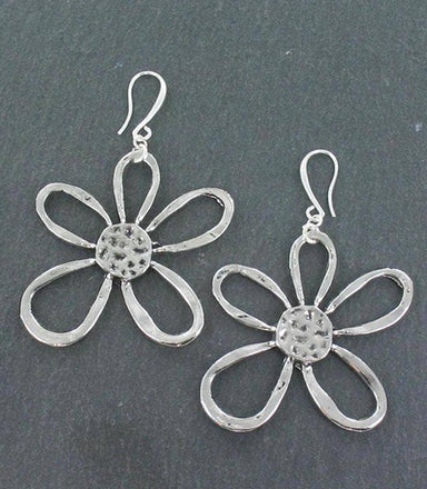 Open Flower Earrings in Silver Plate - Coco and lulu boutique