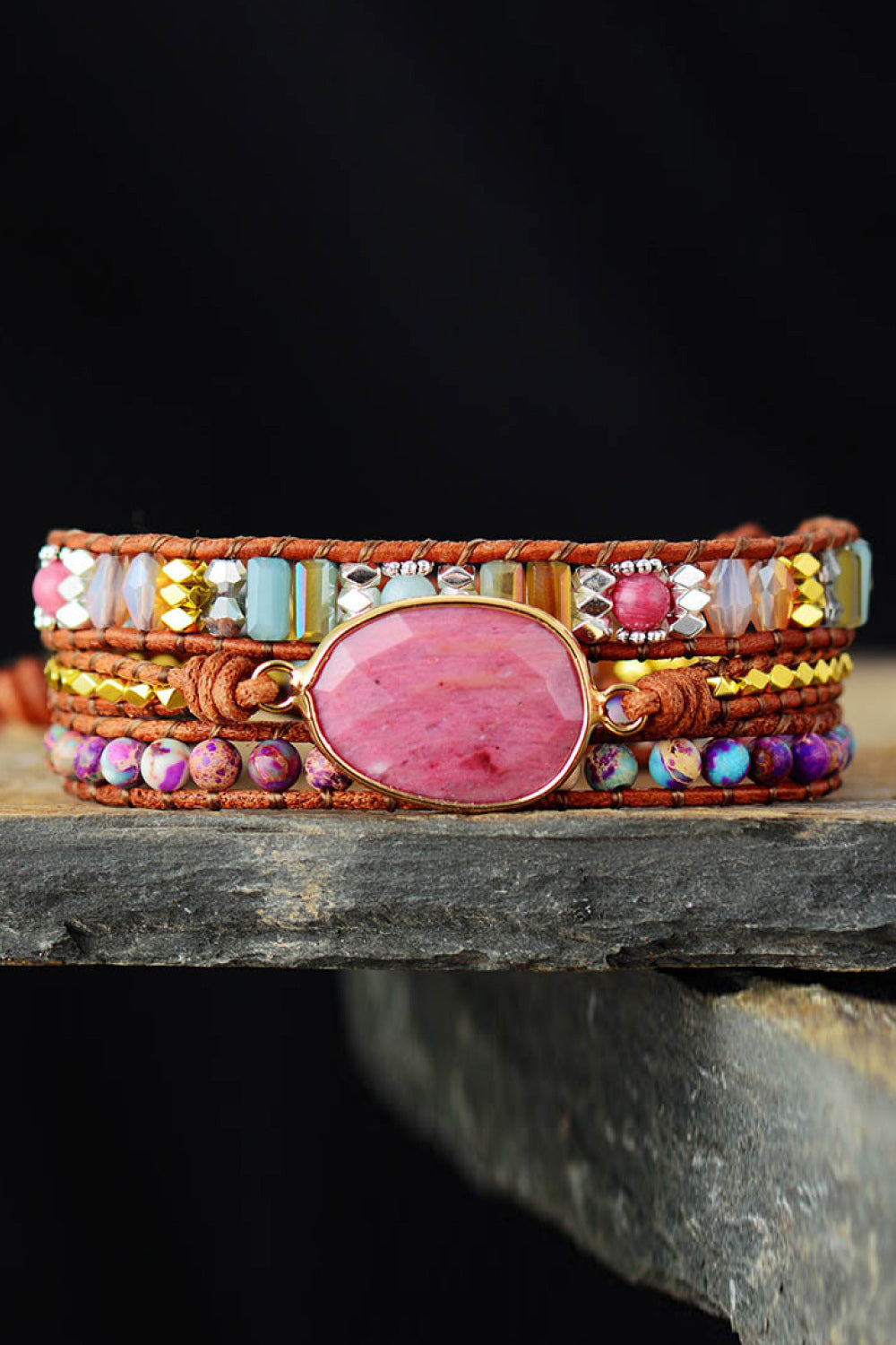 Wrap Bracelet Handmade Crystal Beaded Natural Stone Bracelet - Coco and lulu boutique