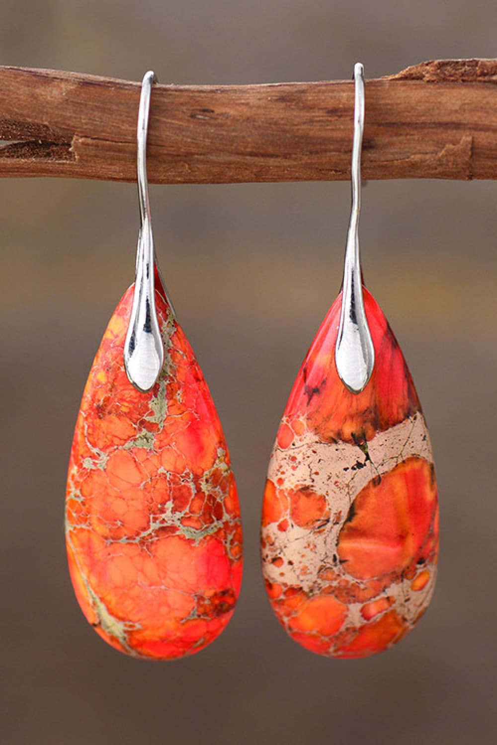 Handmade Teardrop Shape Natural Stone Dangle Earrings - Coco and lulu boutique