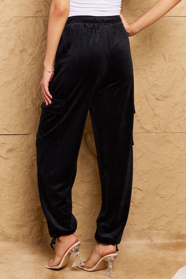 Lynn Chic For Days High Waist Drawstring Cargo Pants in Black - Coco and lulu boutique