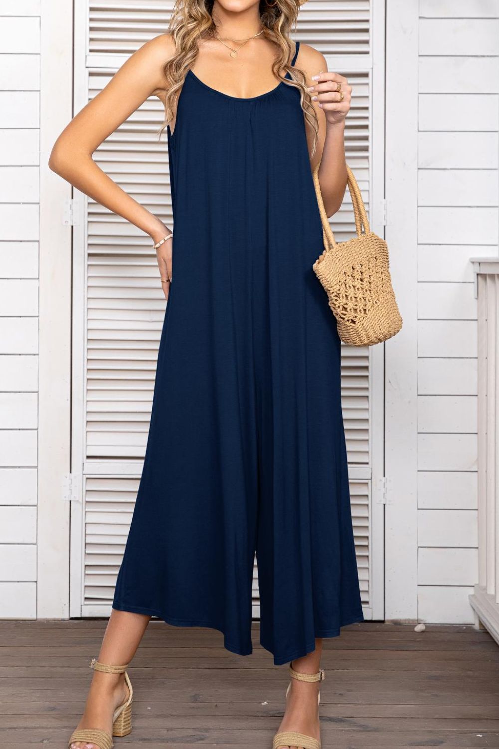 Spaghetti Strap Scoop Neck Jumpsuit - Coco and lulu boutique