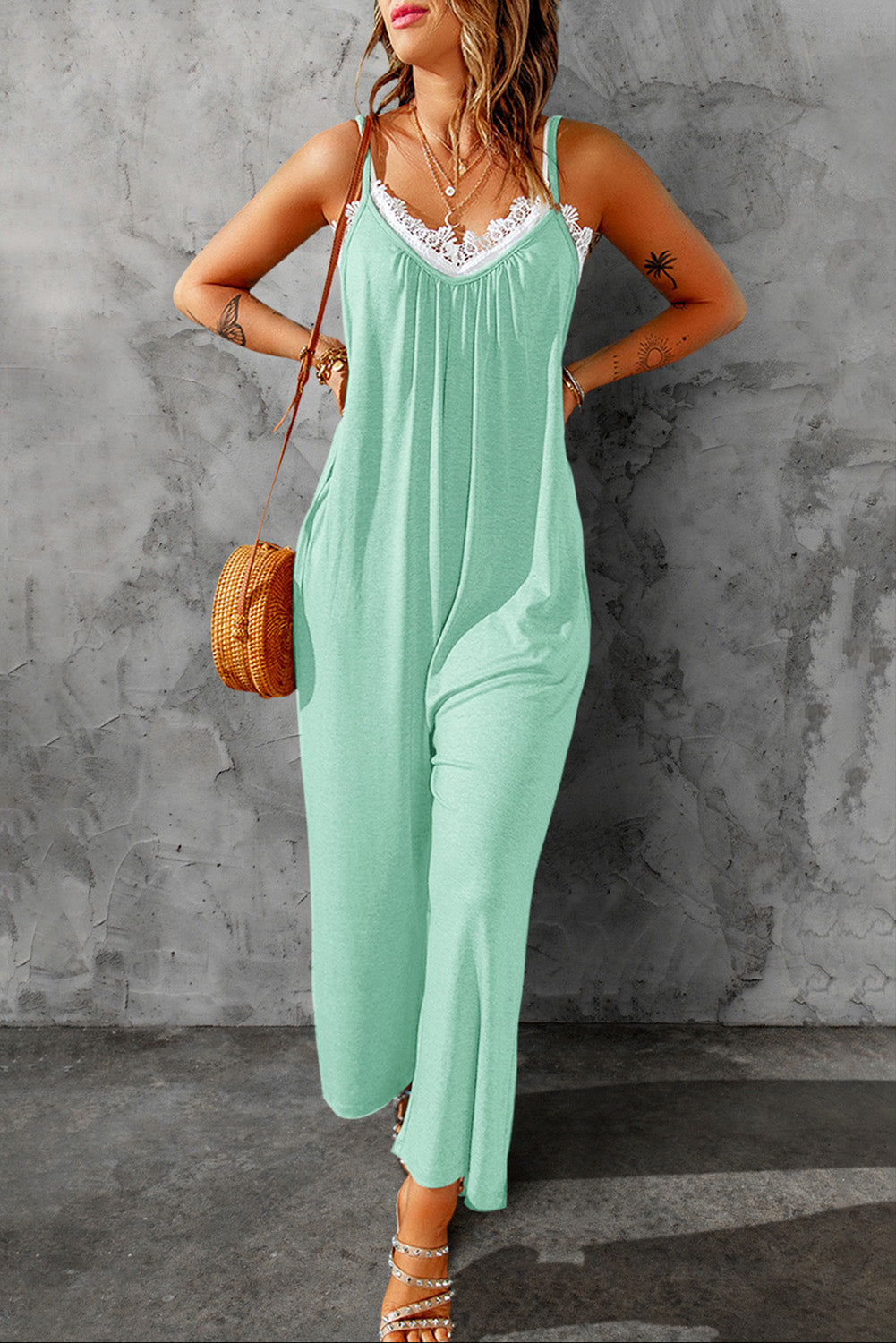 Skyler Spaghetti Strap Wide Leg Jumpsuit - Coco and lulu boutique