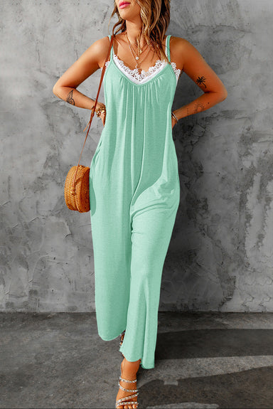 Skyler Spaghetti Strap Wide Leg Jumpsuit - Coco and lulu boutique