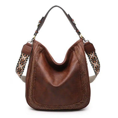 Aris Brown Whipstitch Hobo/Crossbody w/ Guitar Strap - Coco and lulu boutique