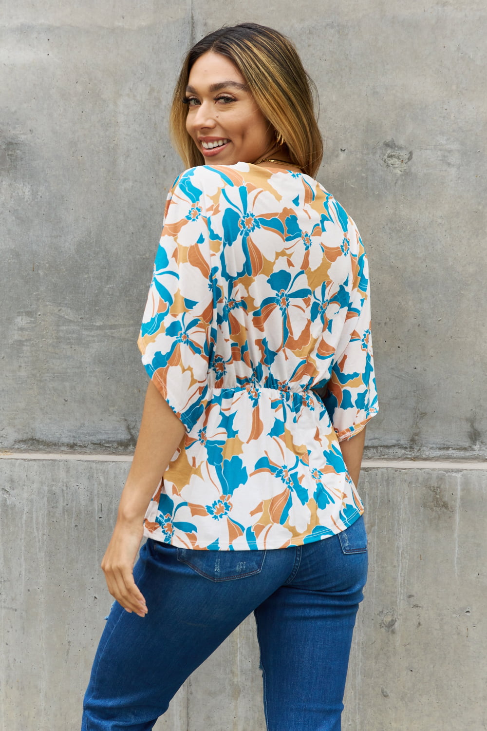 BOMBOM Floral Print Wrap Tunic Top - Coco and lulu boutique