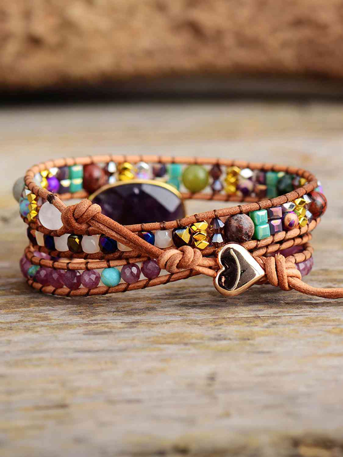 Triple Layer Amethyst Wrap Bracelet - Coco and lulu boutique