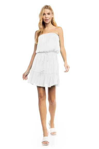 Florence White Strapless Tiered Mini  Dress - Coco and lulu boutique