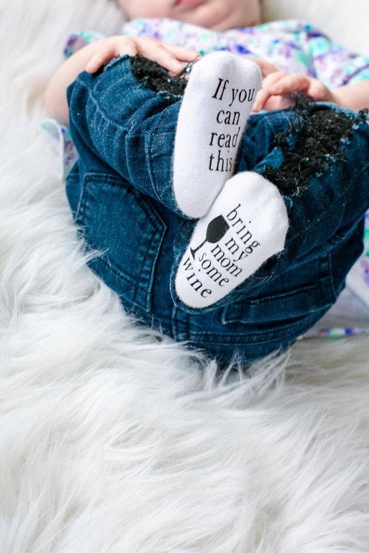 Bring my Mom Some Wine Baby Socks | Wine Gifts | Baby Items - Coco and lulu boutique