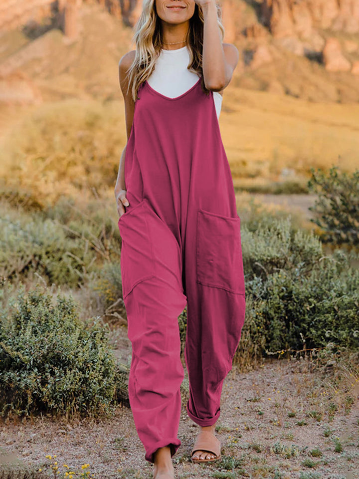Sydney 3 Full Size Sleeveless V-Neck Pocketed Jumpsuit - Coco and lulu boutique