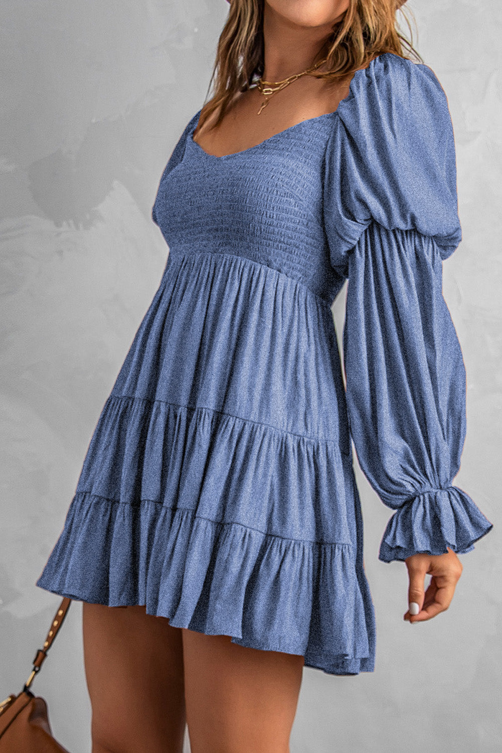 Amelia Smocked Off-Shoulder Tiered Mini Dress - Coco and lulu boutique