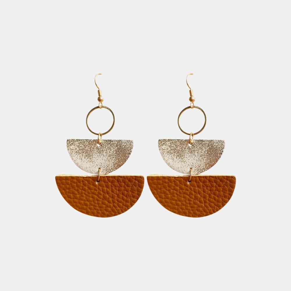 Geometrical Shape Dangle Leather Earrings - Coco and lulu boutique