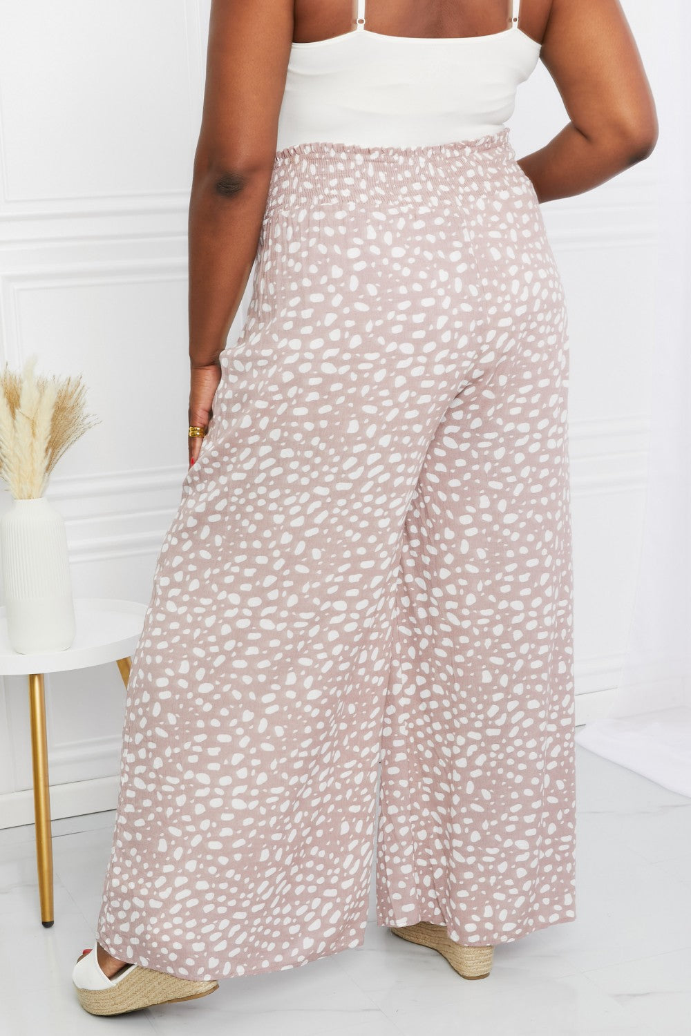 Kori  Animal Print Tied Pleated Wide Leg Pants - Coco and lulu boutique