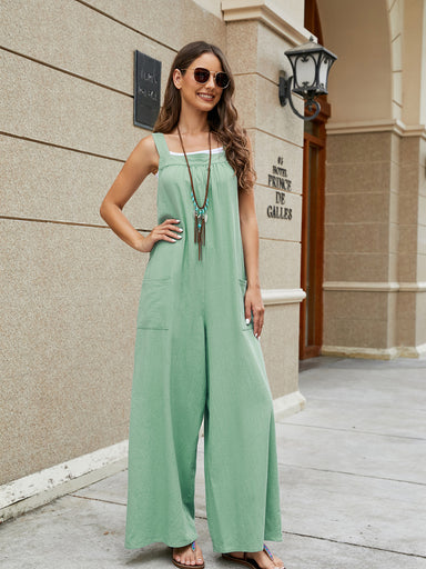Jessica Square Neck Sleeveless Jumpsuit - Coco and lulu boutique