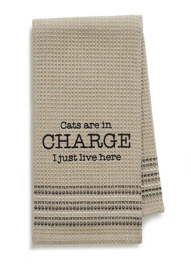 Cats In Charge Waffle-Weave Dishtowel - Coco and lulu boutique