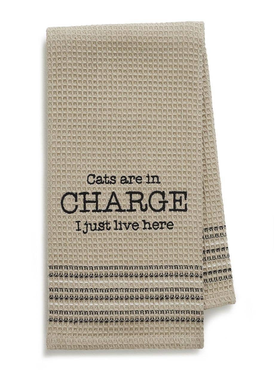 Cats In Charge Waffle-Weave Dishtowel - Coco and lulu boutique