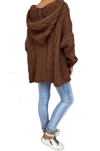 Keely Cable-Knit Hooded Sweater - Coco and lulu boutique