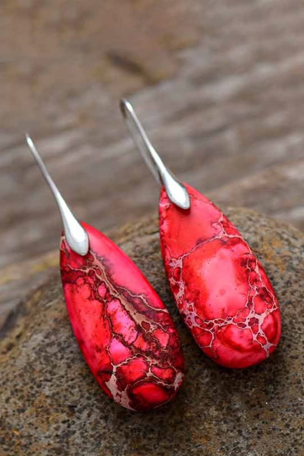 Handmade Teardrop Shape Natural Stone Dangle Earrings - Coco and lulu boutique