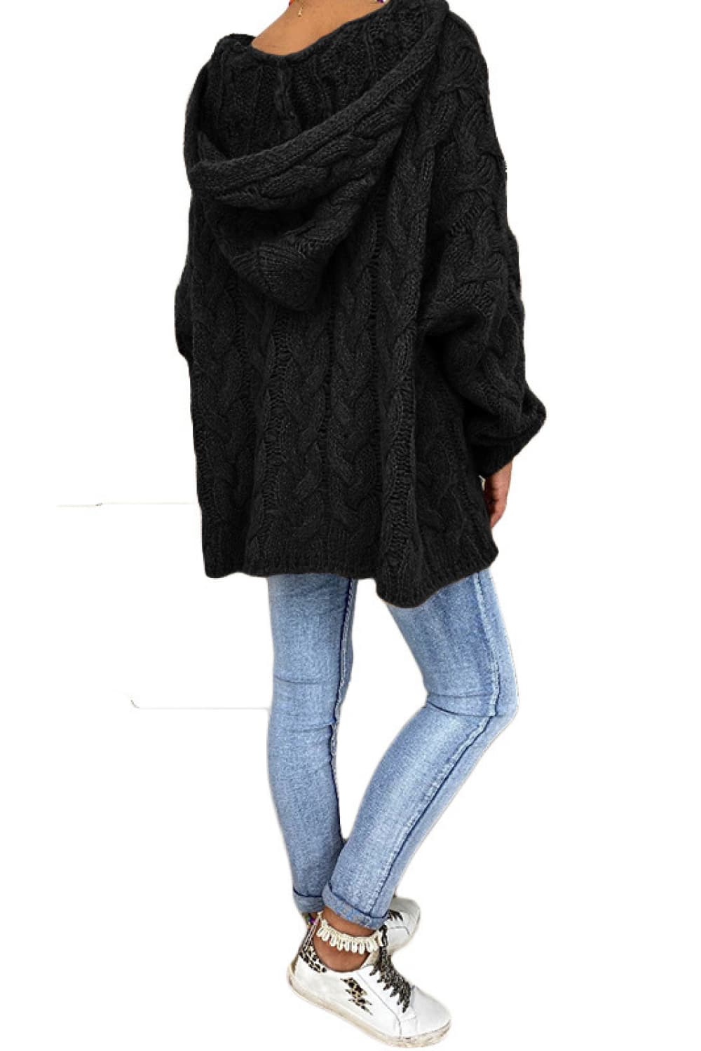 Keely Cable-Knit Hooded Sweater - Coco and lulu boutique