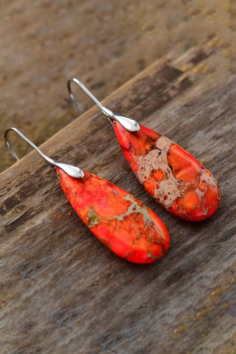 Handmade Teardrop Shape Natural Stone Dangle Earrings - Coco and lulu boutique