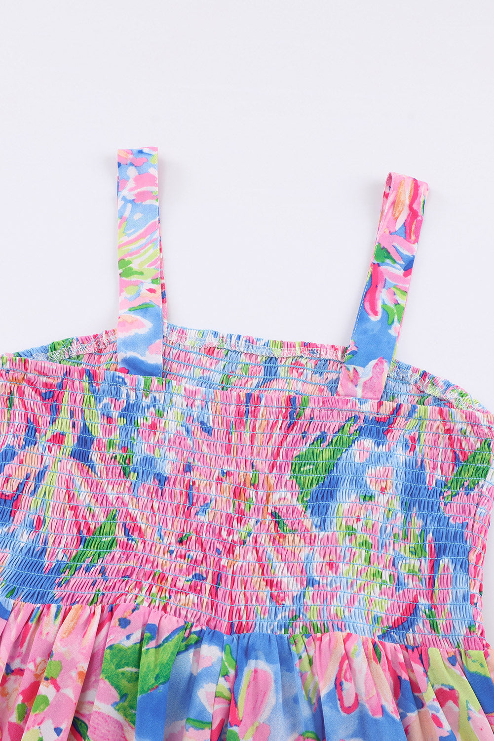 Scarlett Floral Smocked Square Neck Jumpsuit with Pockets - Coco and lulu boutique