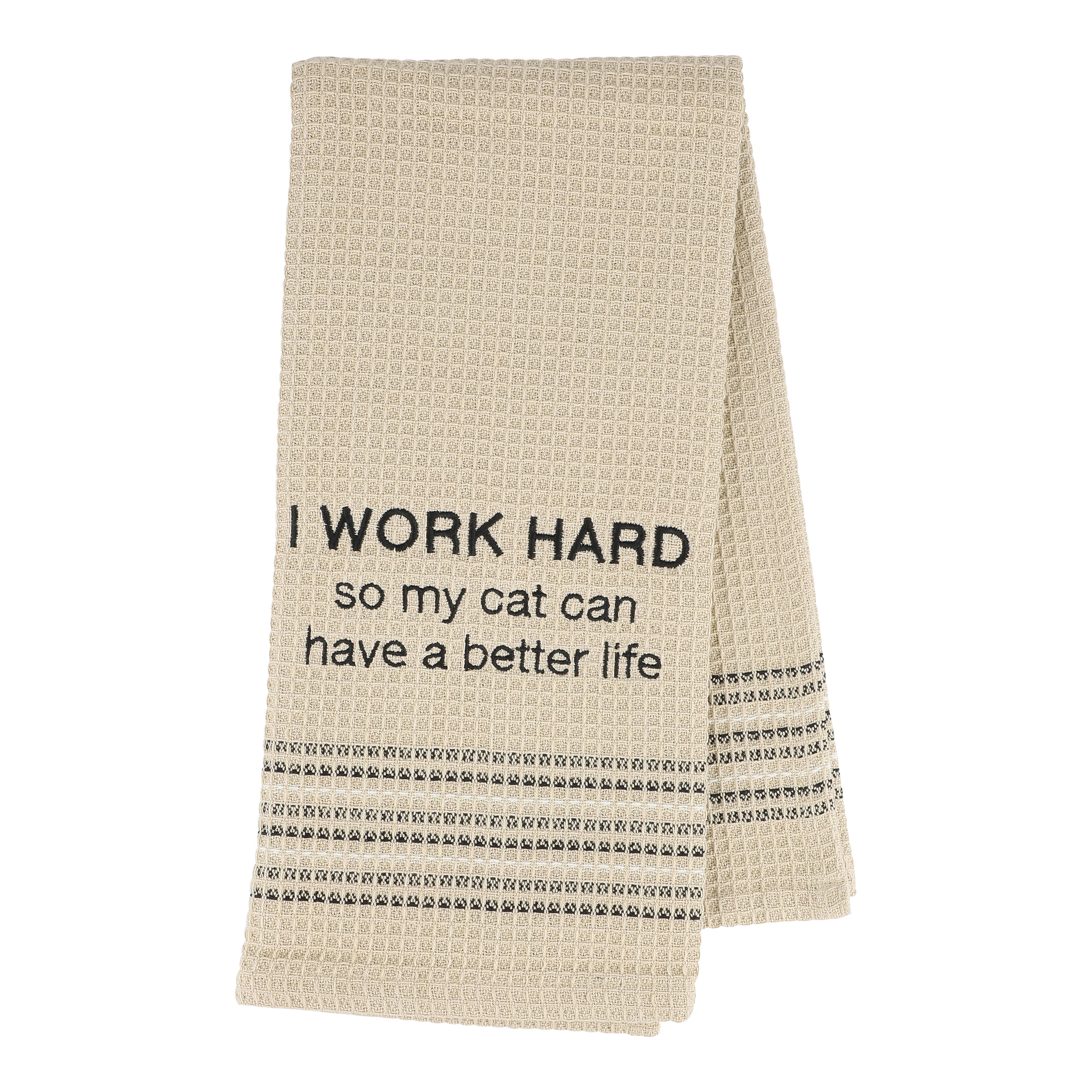 WORK HARD FOR CAT DISHTOWEL - Coco and lulu boutique