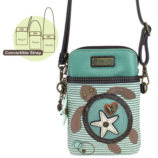 Sea Turtle Striped Cellphone Crossbody Bag - Coco and lulu boutique