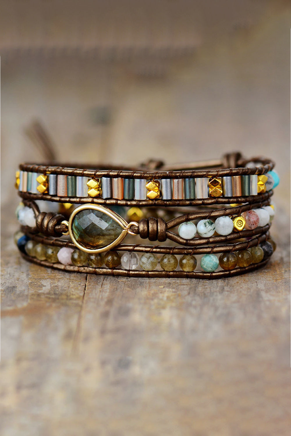 Handmade Triple Layer Beaded Wrap  Bracelet - Coco and lulu boutique