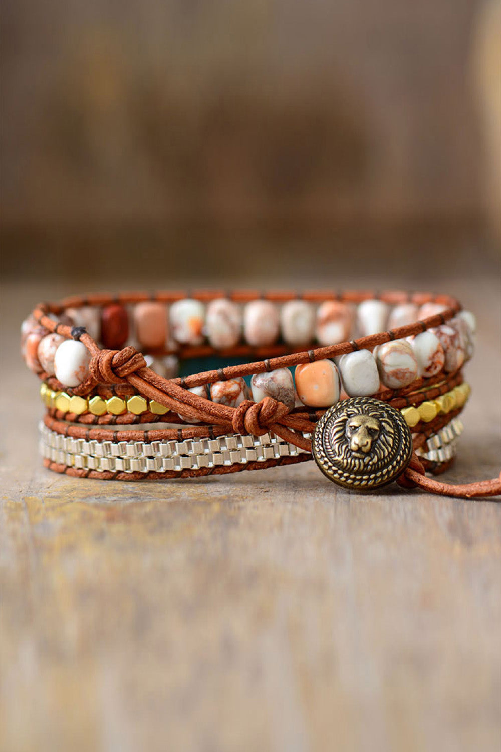Handmade Natural Stone Copper Wrap Bracelet - Coco and lulu boutique