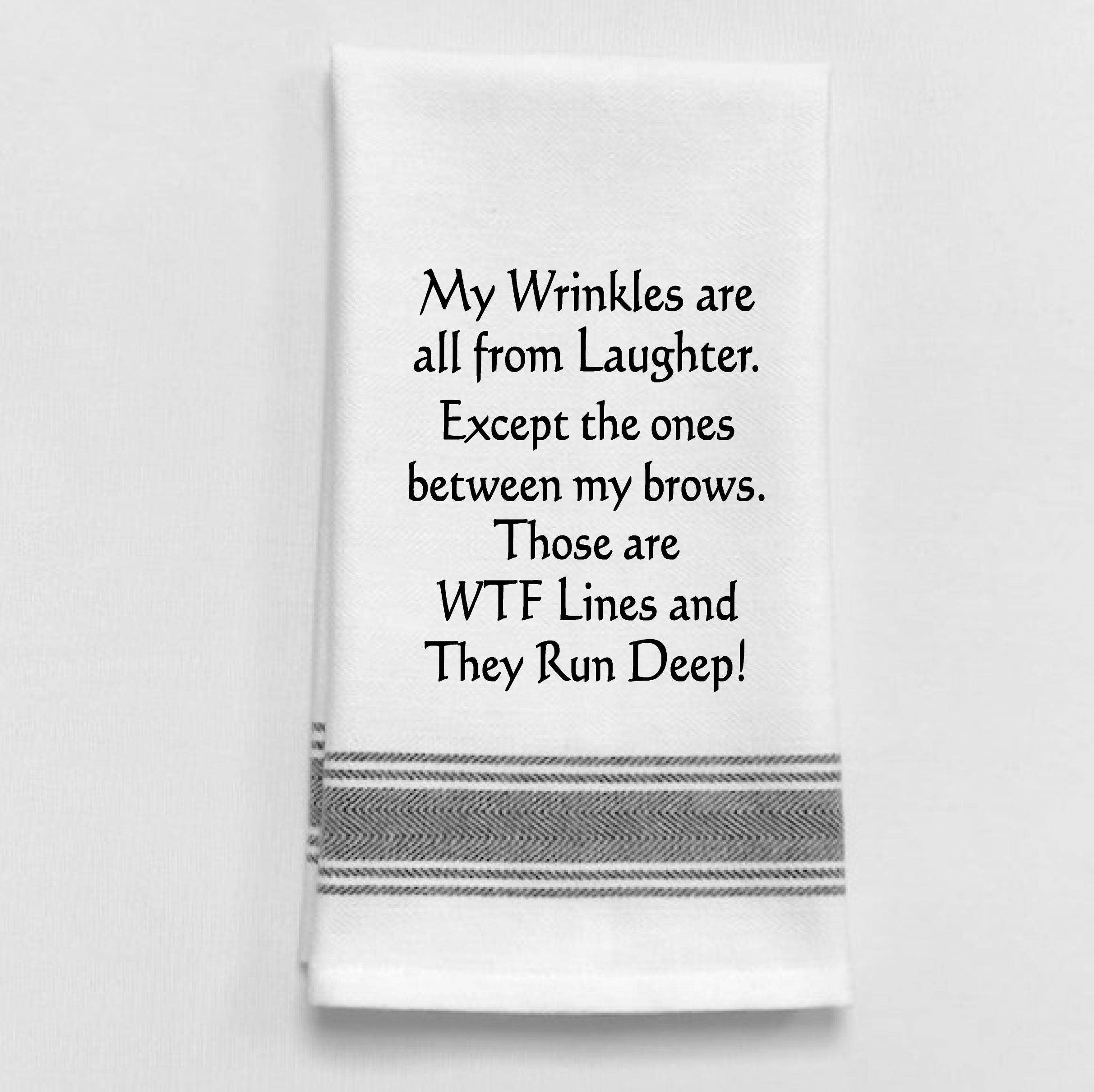 "My Wrinkles are all from laughter.."Dish Towel Humor - Coco and lulu boutique