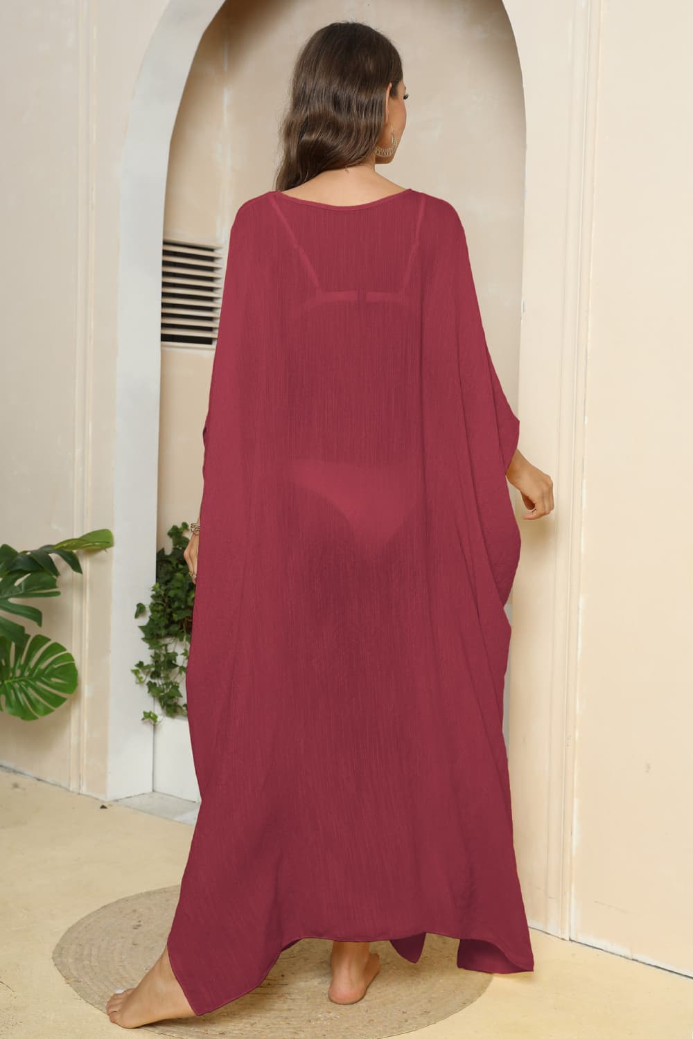 Palm Springs V-Neck Three-Quarter Sleeve Cover-Up - Coco and lulu boutique