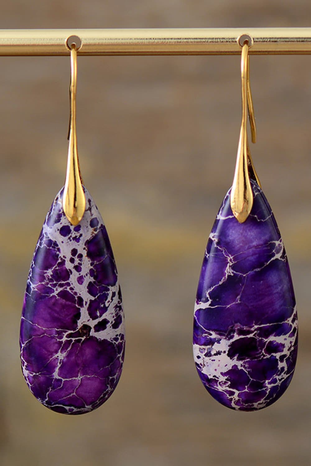 Handmade Teardrop Shape Natural Stone Dangle Earrings - Coco and lulu boutique
