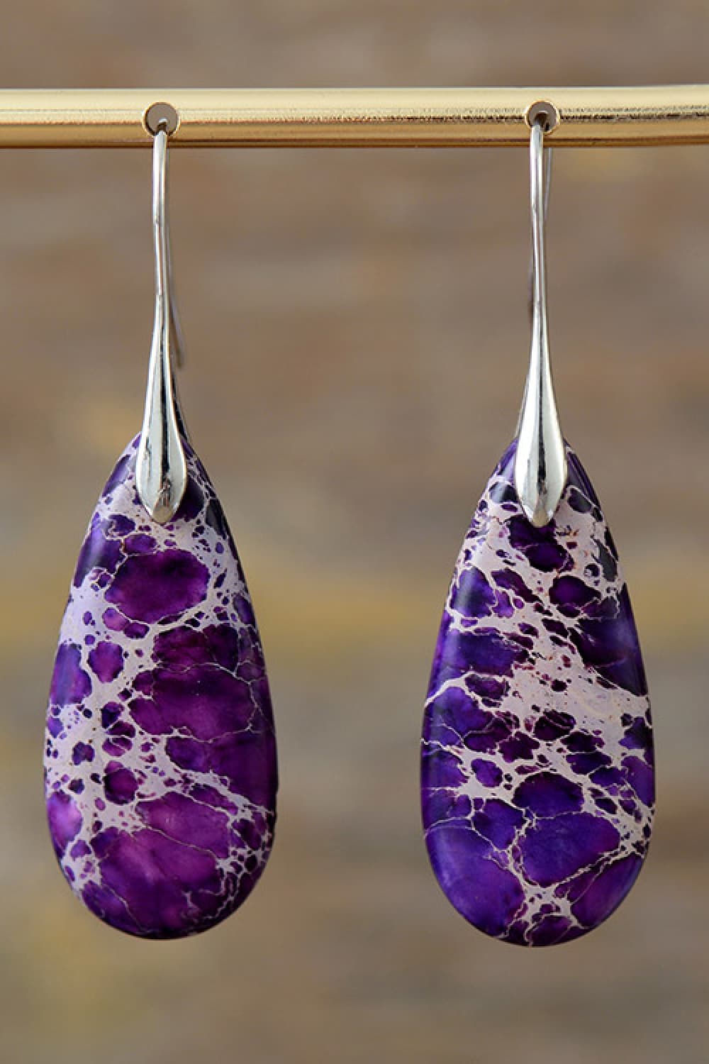 Handmade Teardrop Shape Natural Stone Dangle Earrings - Coco and lulu boutique