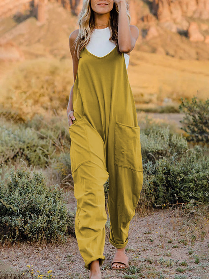Sydney 2 Full Size Sleeveless V-Neck Pocketed Jumpsuit - Coco and lulu boutique