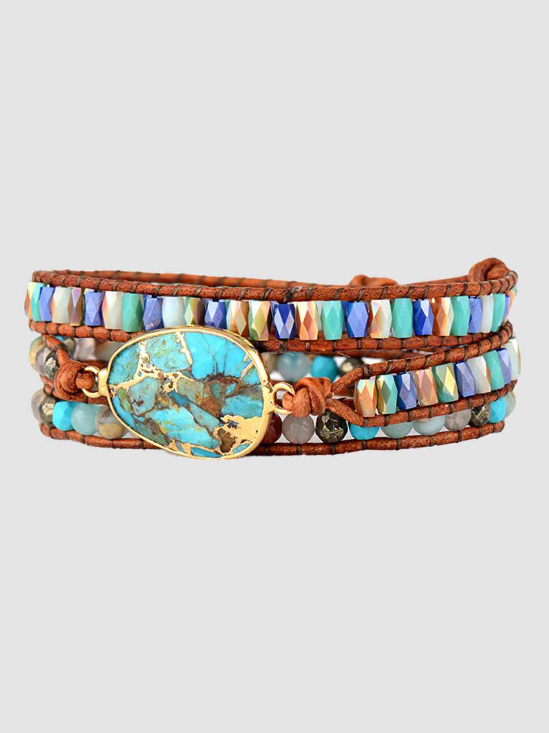 Triple-Layer Natural Stone Wrap Bracelet - Coco and lulu boutique