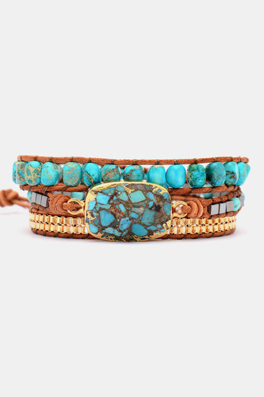 Handmade Natural Stone Copper Wrap Bracelet - Coco and lulu boutique